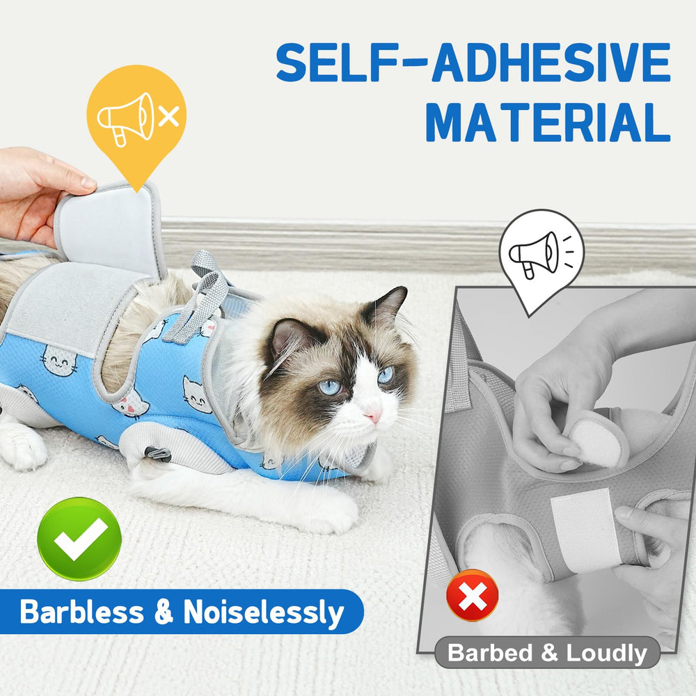 Supet Cat Hammock Harness soft-material closeup shows comfortable breathable 5D mesh fabric.