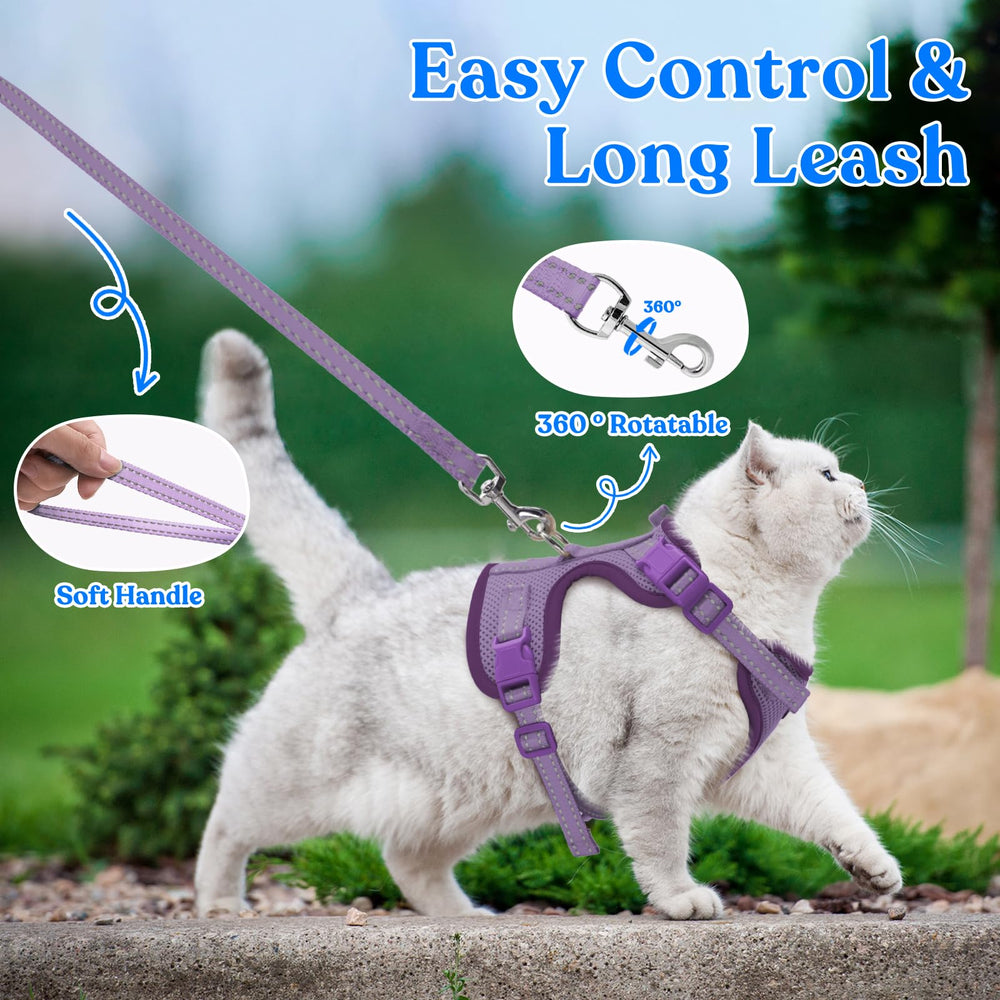 Supet cat harness reflective-stripes enables safer night walks.