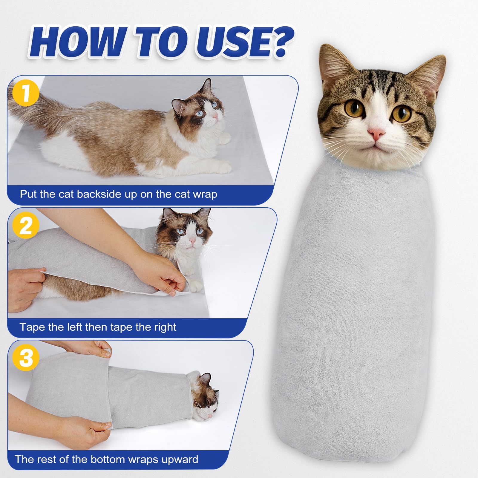 Supet cat wrap calm-grooming session promotes smooth nail trimming.