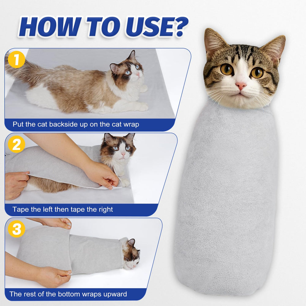 Supet cat wrap calm-grooming session promotes smooth nail trimming.