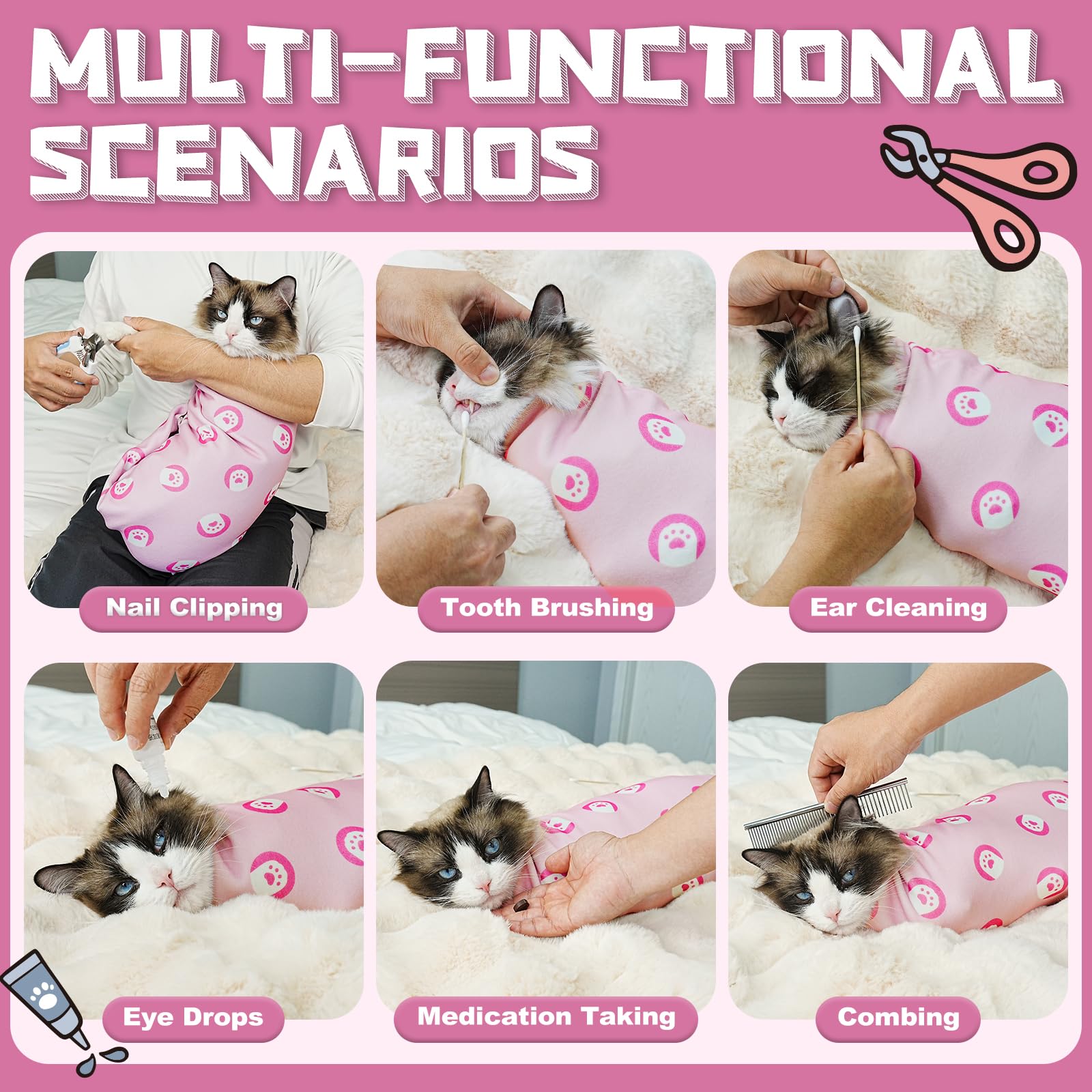 Supet Cat Wrap for ear cleaning use supports gentle ear care without struggle