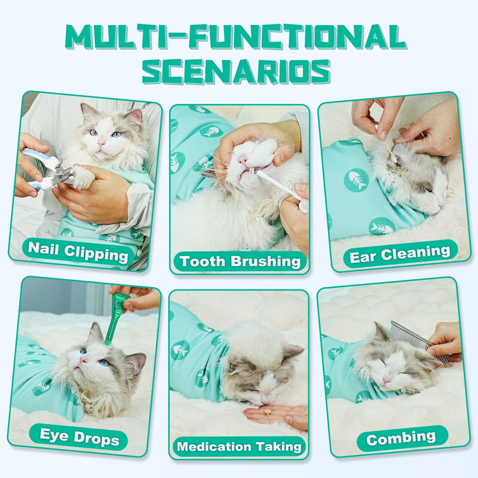 Supet Cat Wrap is a versatile grooming tool for nails, teeth, ears