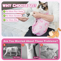 Supet Cat Wrap demonstrates a secure square wrap keeping the cat in place during nail trimming