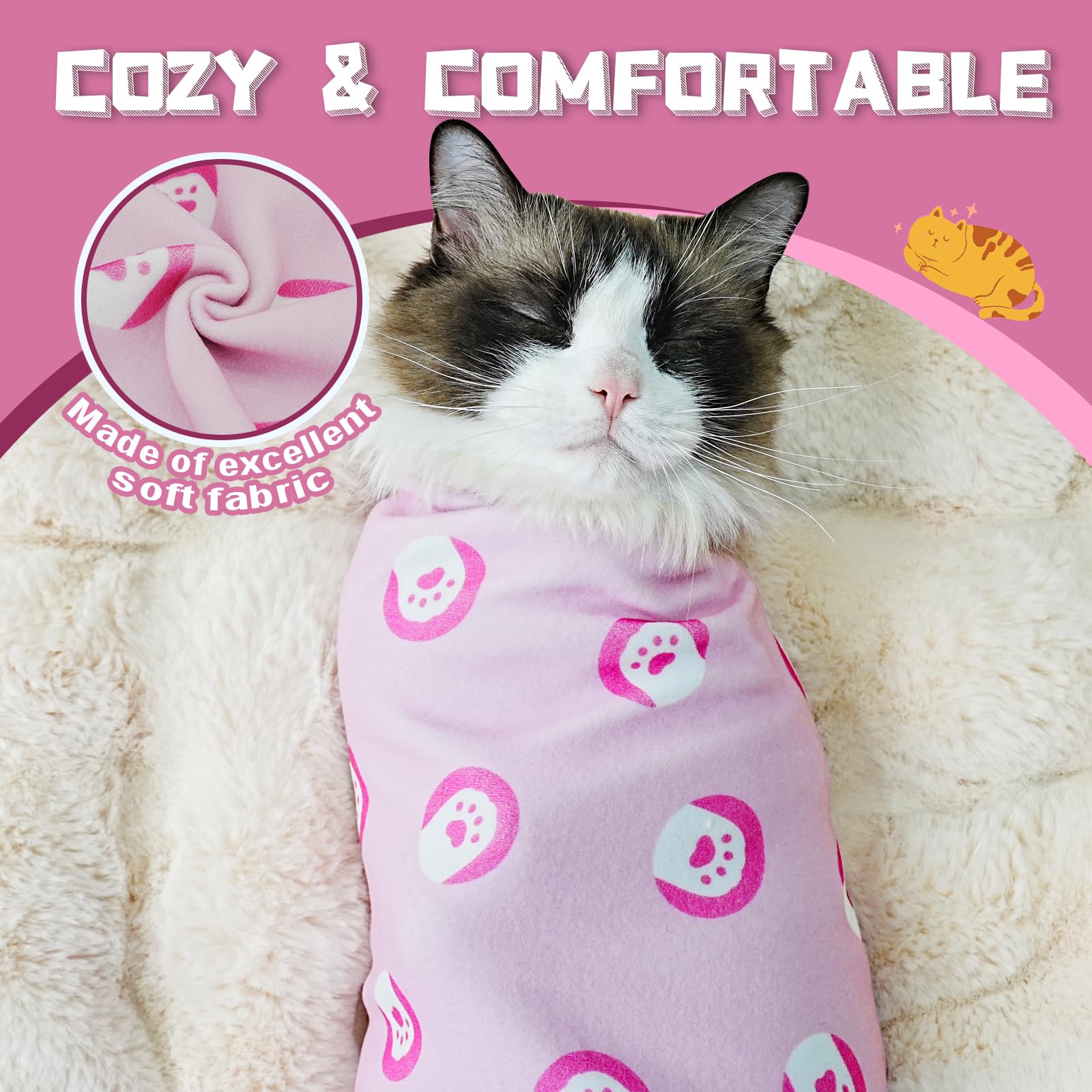 Supet Cat Wrap teeth-brushing view enables safe brushing sessions.