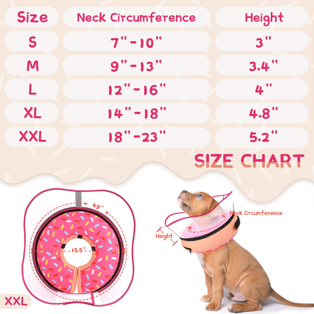 Supet comfortable neck pillow use case with dog resting calmly wearing the cone.