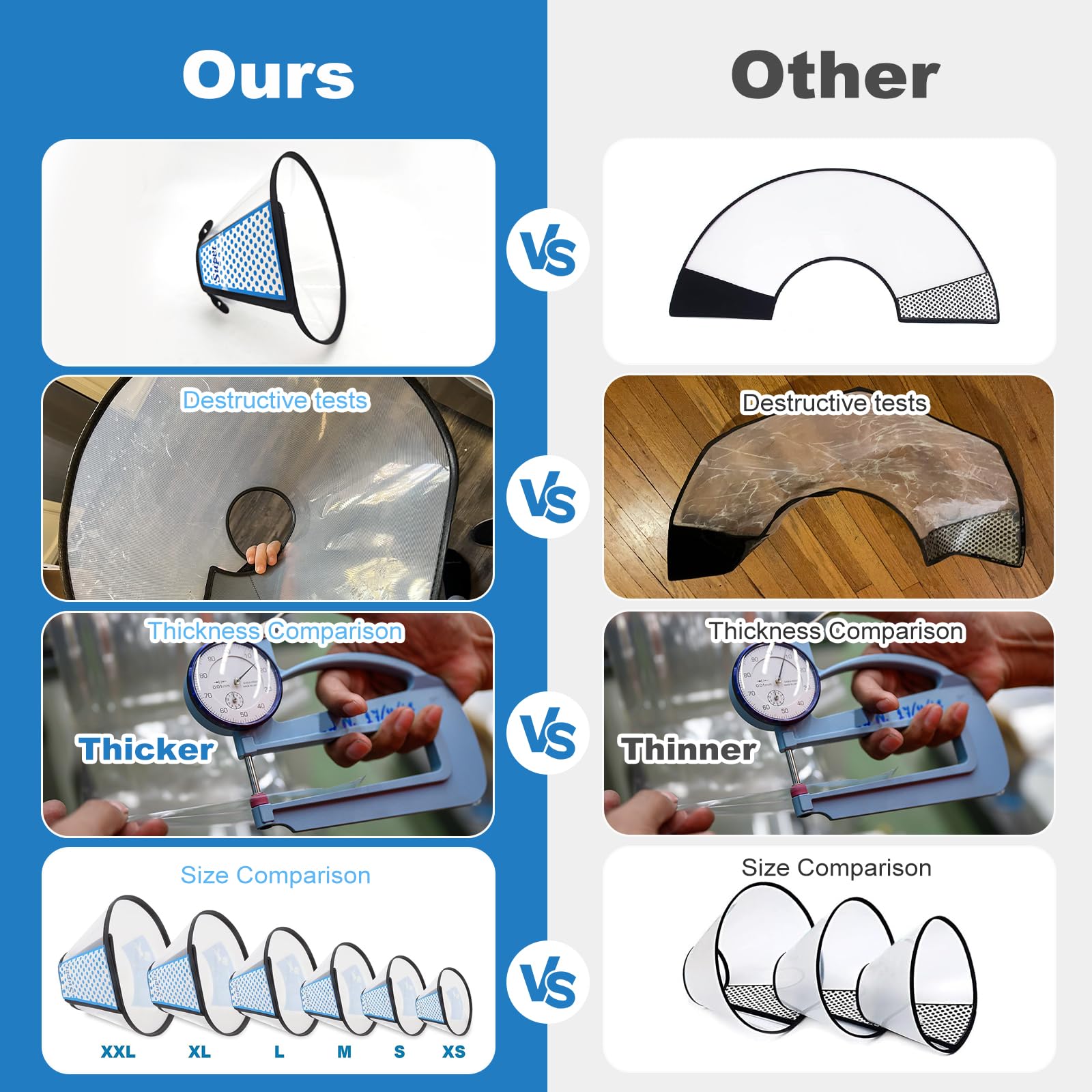 Supet dog cone collar size chart helps owners pick the right fit.