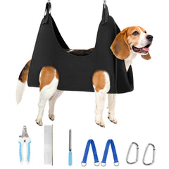 Supet dog grooming hammock nail-trim setup offers at-home grooming comfort.