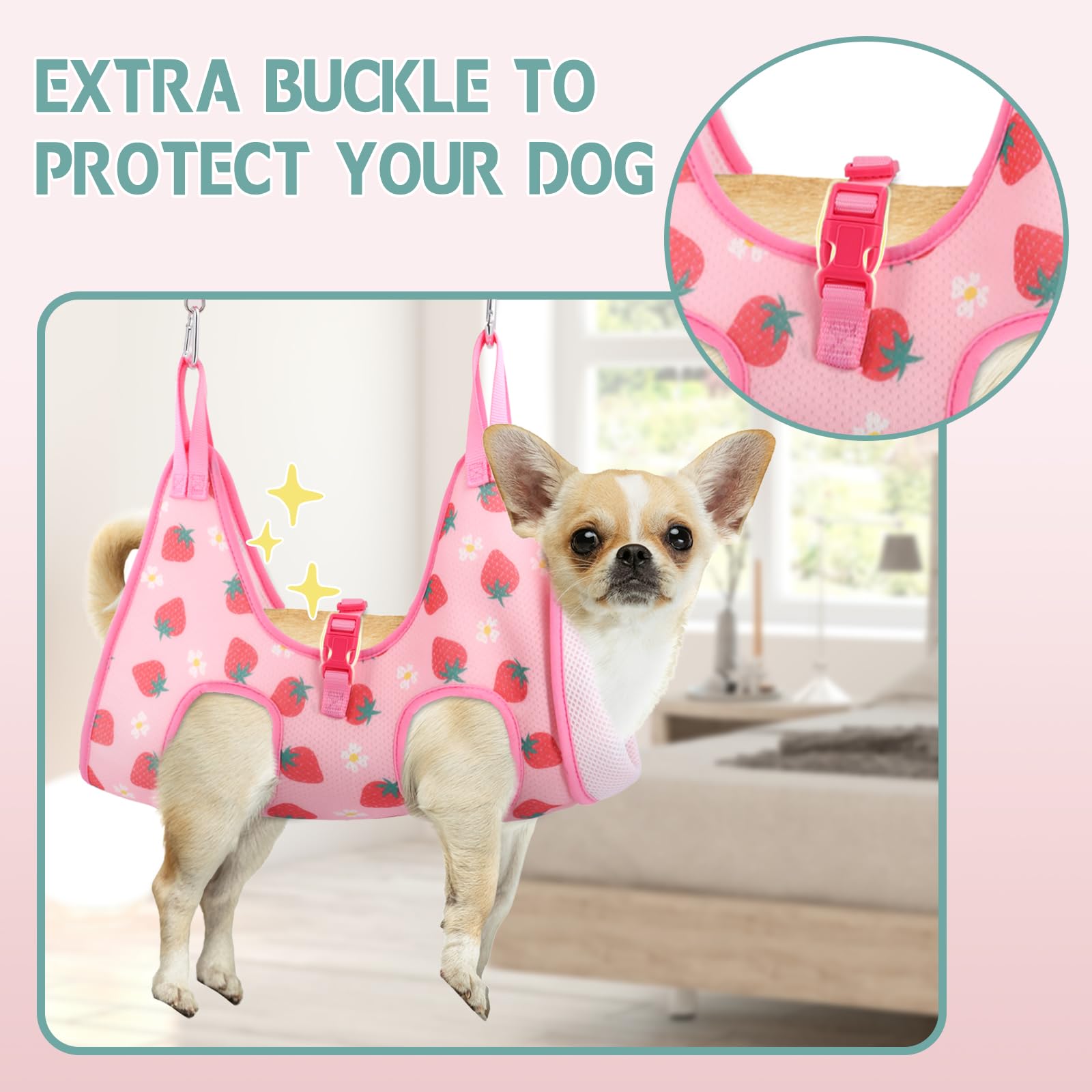 Supet dog harness secure-back buckle keeps pets safe during trimming
