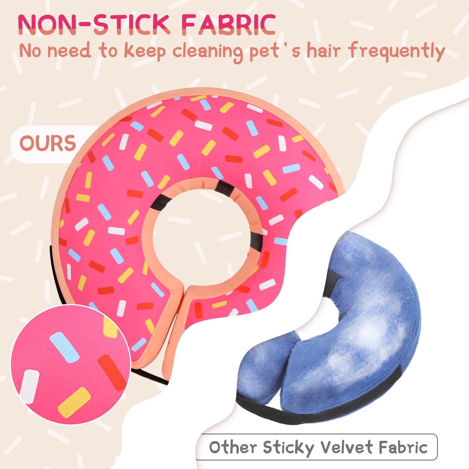 Supet donut collar adjustable strap with Velcro for a perfect fit.