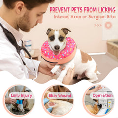 Supet donut collar soft foam neck support in use on dog for comfortable recovery.