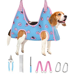 Supet grooming hammock nail-trim setup provides stable pet support during grooming.