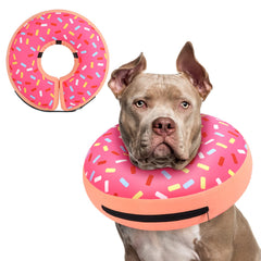 Supet inflatable donut collar close-up showing gentle shape supporting recovery without blocking vision.