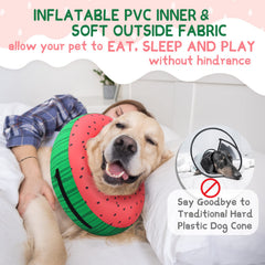Supet inflatable dog cone inner air bag provides gentle neck support during recovery.