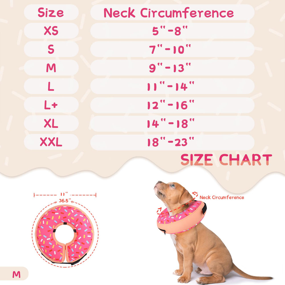 Supet inflatable-dog-cone-measure-neck-guide illustrates neck measurement steps.