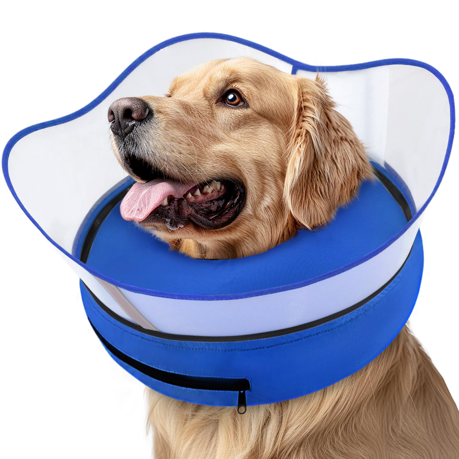 Supet raised inflatable dog cone collar outer view showing enhanced protection during recovery