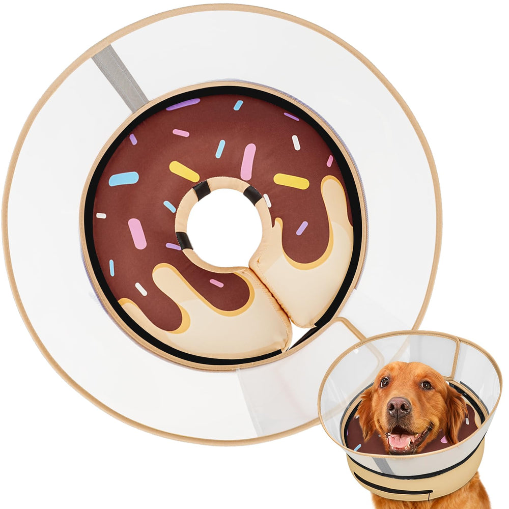 Supet raised inflatable dog cone in donut shape provides gentle recovery support for pets.