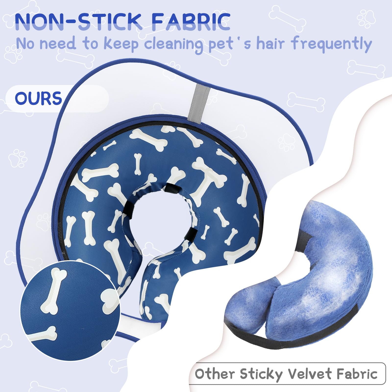 Supet soft-comfortable donut collar doubles as a cozy neck pillow.