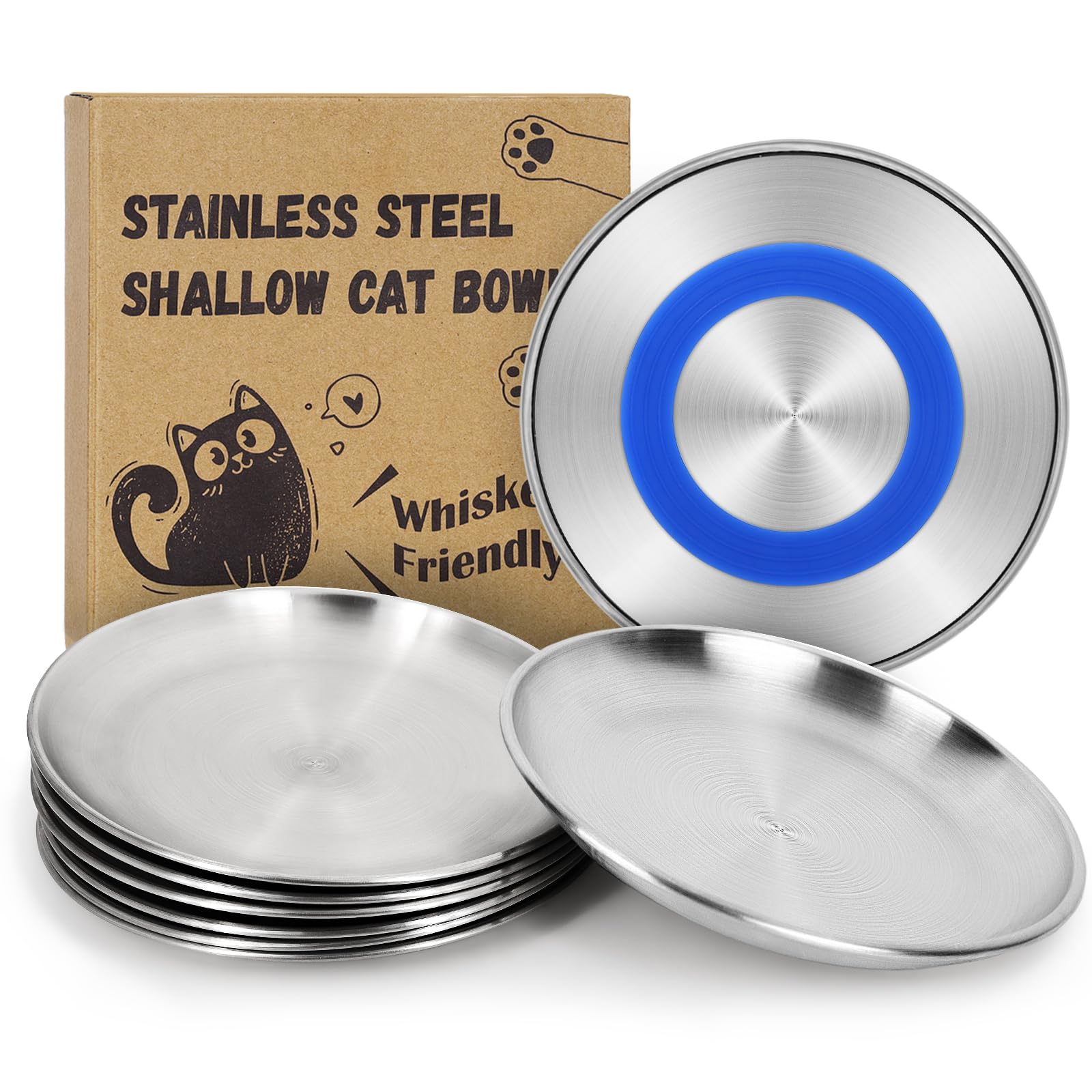 Supet whisker-friendly bowls feature wide flat dishes for comfortable whisker-safe meals.