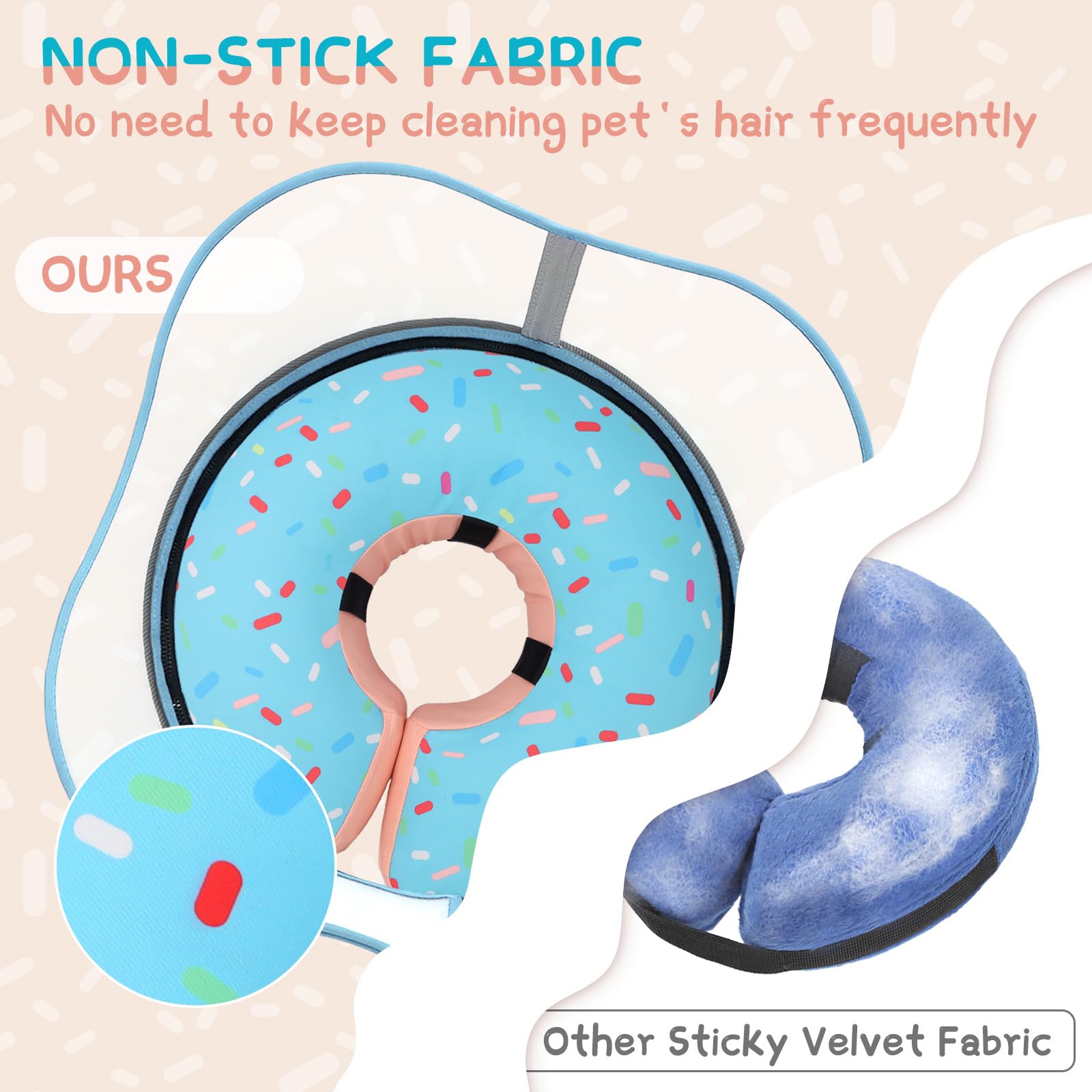 Supet zippered removable-cover donut collar keeps bedding clean and washing simple.