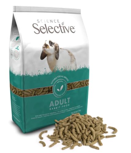 Supreme Petfoods Science Selective Adult Rabbit 1.5kg nutrition facts surface shows balanced calcium-phosphorus for bones