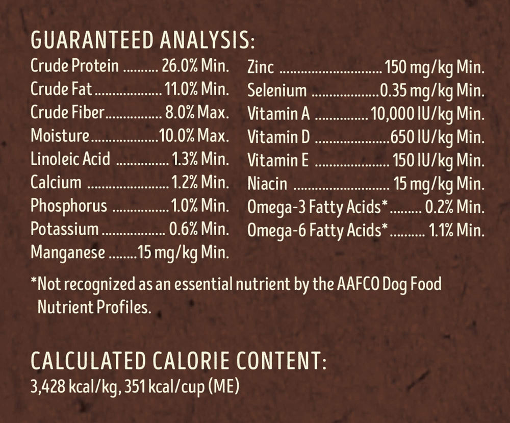 Supreme Source kibble close-up suggests heart-healthy nutrition from premium ingredients.