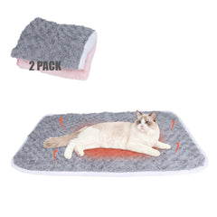 SUPRIY 2-pack pink-gray self-warming mat front view showing two warm pads