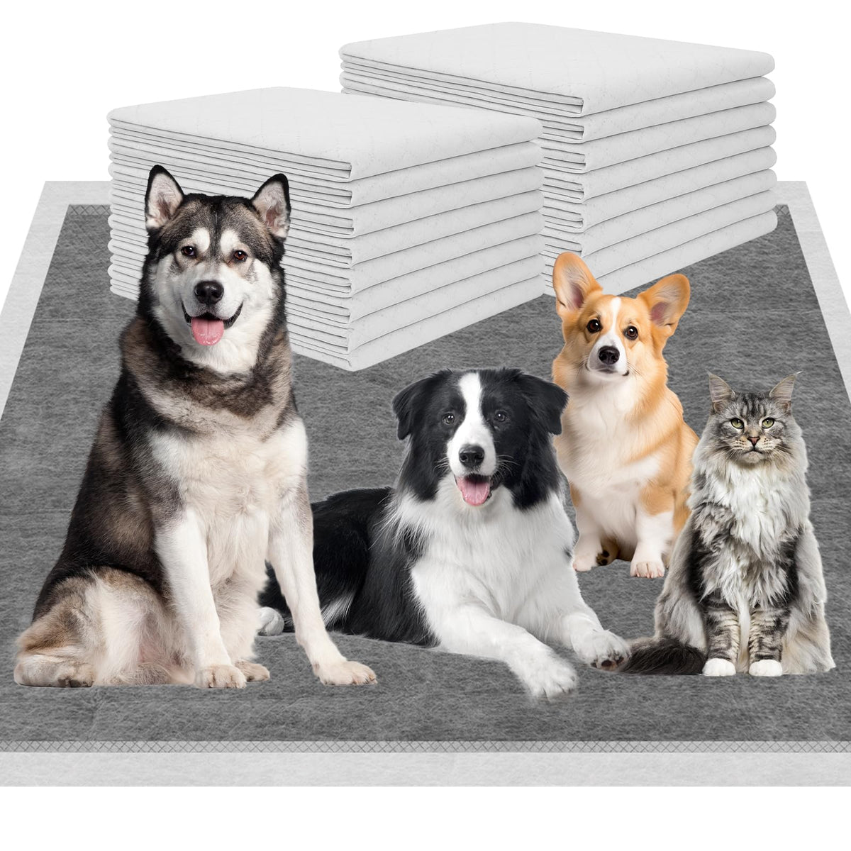SUPRONLOVE charcoal puppy pad 36x51 pack for reliable coverage and leak prevention during potty training.