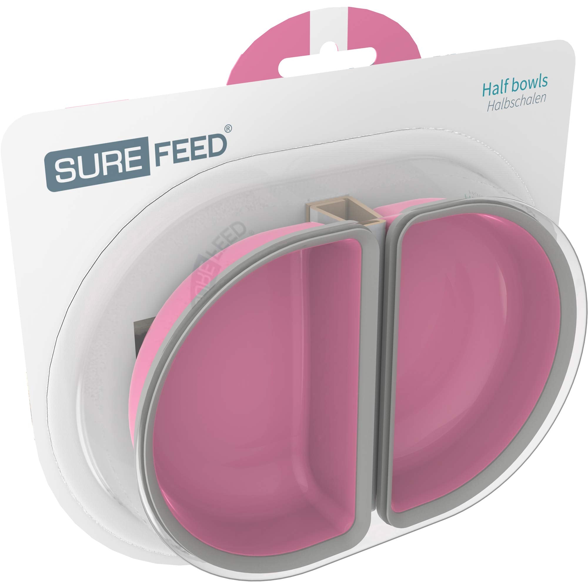 SureFeed Half Bowl Pink side view shows seal keeping food fresher longer.