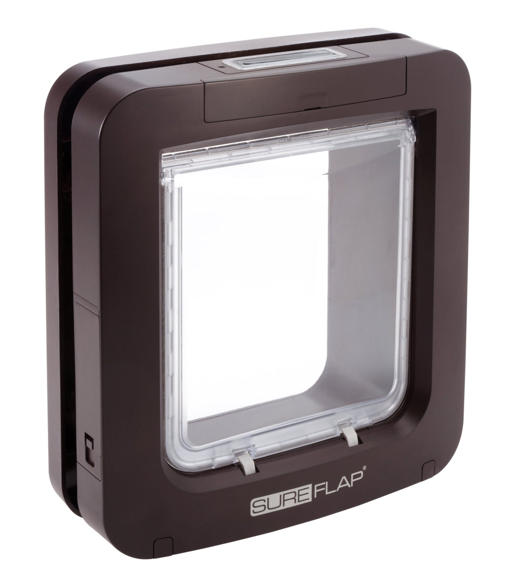 SureFlap Microchip Pet Door brown front view for selective pet access.