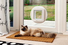 SureFlap Microchip Pet Door white installation kit demonstrates setup