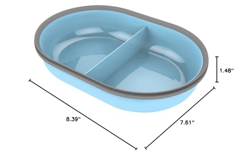SureFlap split bowl blue in use with SureFeed feeder for easy color-coded pet meals