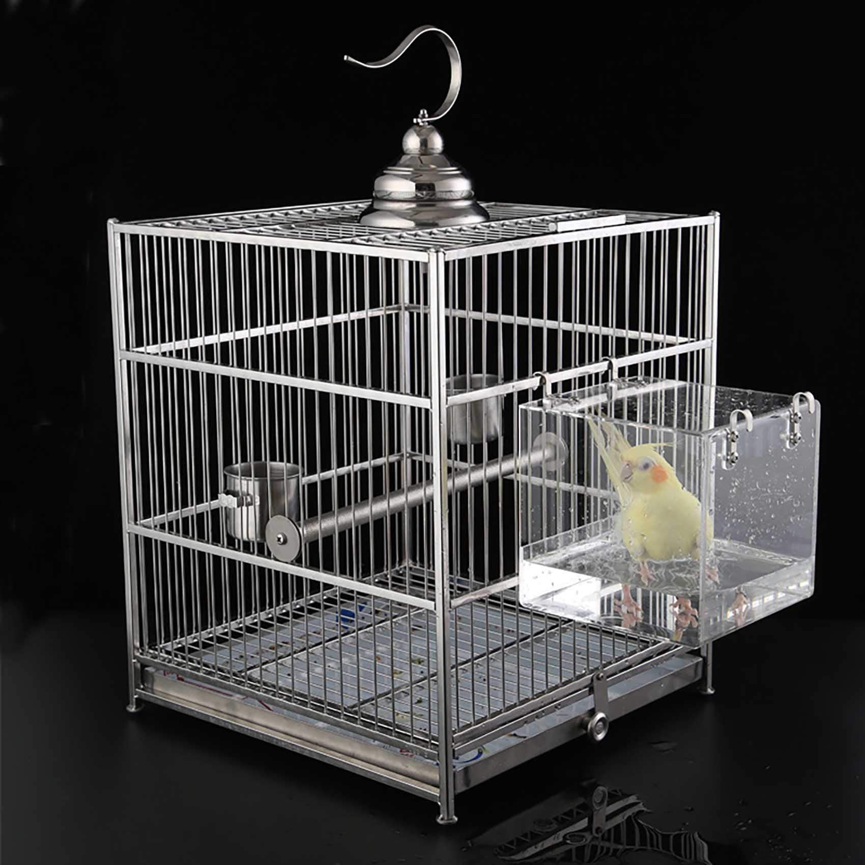 Suremita hanging bird bath cube-large size provides ample bathing space for medium birds.