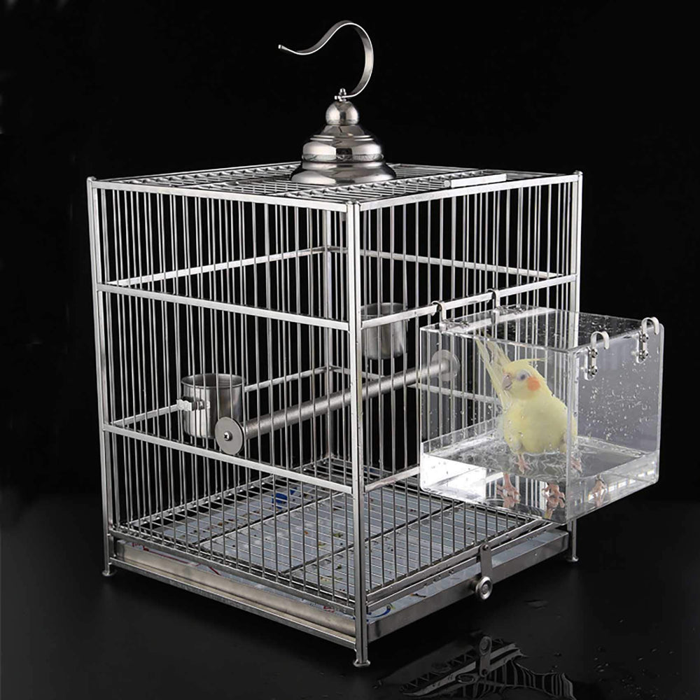 Suremita hanging bird bath cube-large size provides ample bathing space for medium birds.