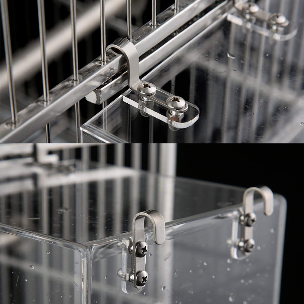 Suremita hanging bird bath cube thick-acrylic close-up emphasizes safety and durability.