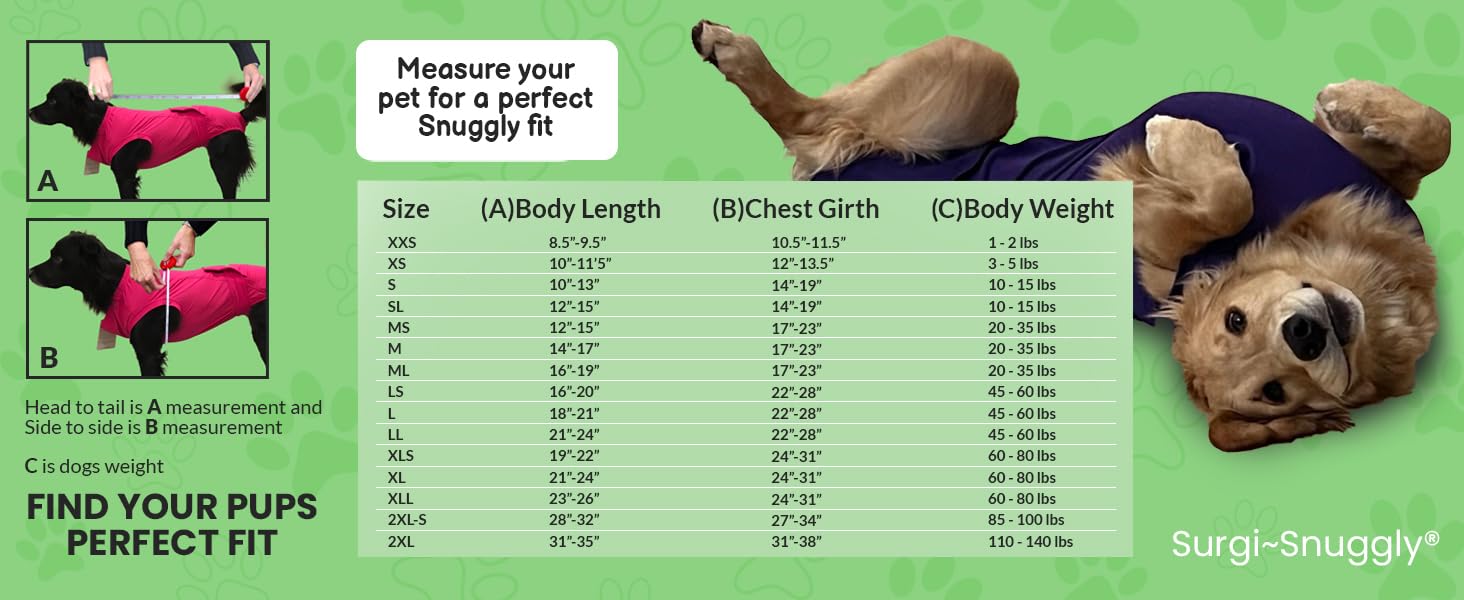 Surgi~Snuggly dog-sleeve onesie image demonstrates comfortable stretch fabric for gentle movement