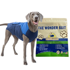 Surgi~Snuggly dog suspenders side view shows secure diaper-keeper design.
