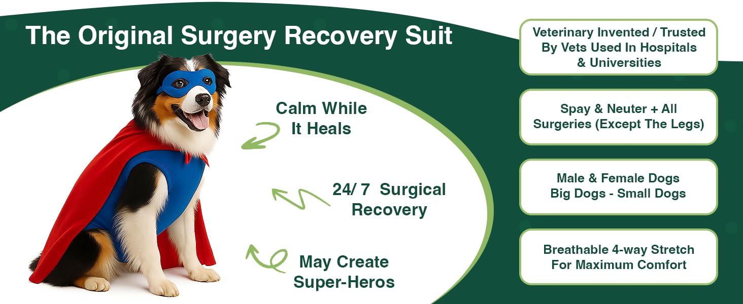 SurgiSnuggly soft-stretch fabric prioritizes comfort and helps calm dogs during recovery.