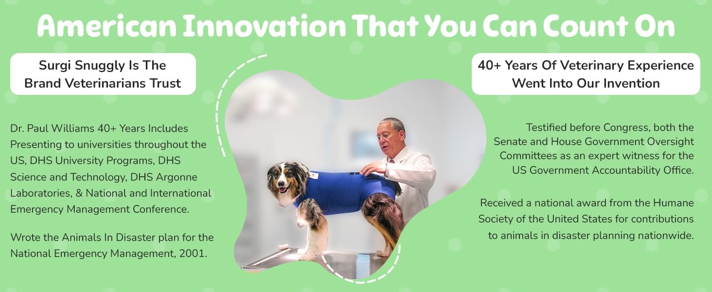 Surgi~Snuggly vets-approved quality image communicates trusted post-surgery recovery solution
