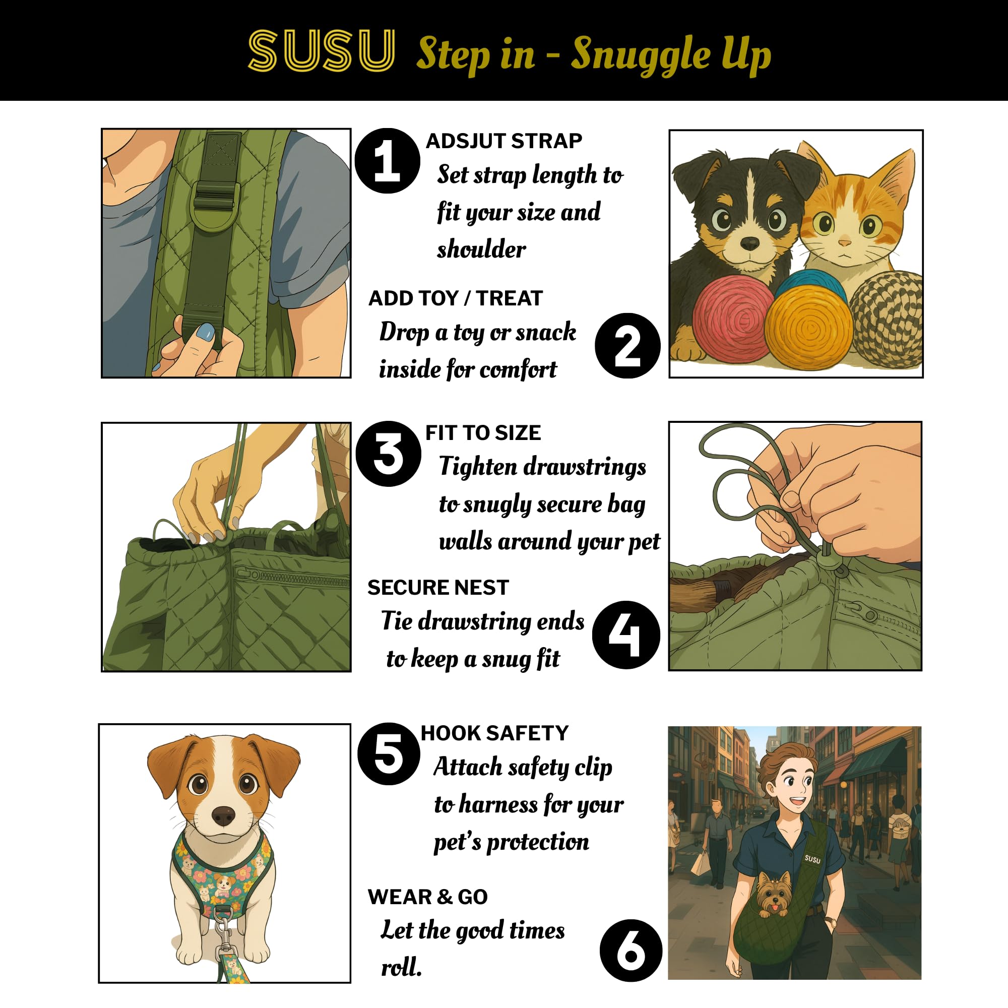 SUSU PET CO. machine-washable fabric makes cleanup quick after outings.