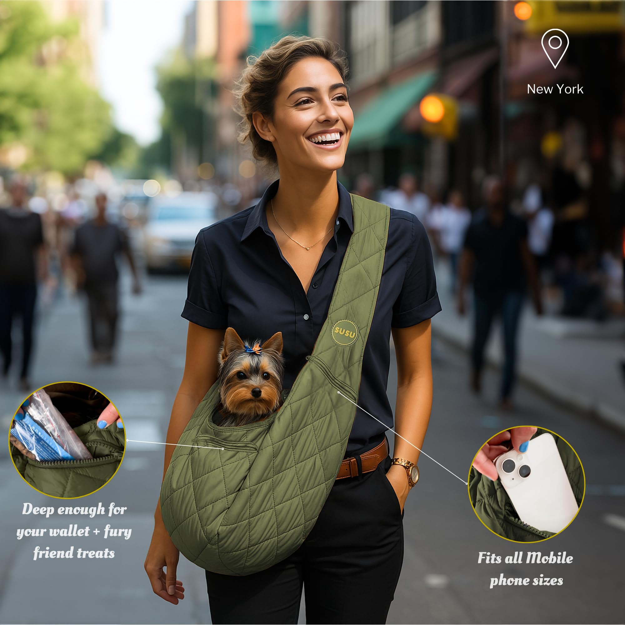 SUSU PET CO. dog sling safety tether keeps your pup secure during walks.