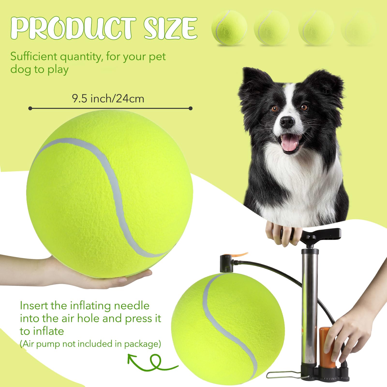 susu & wuwu dog toy giant ball yellow, outdoor training and fetch
