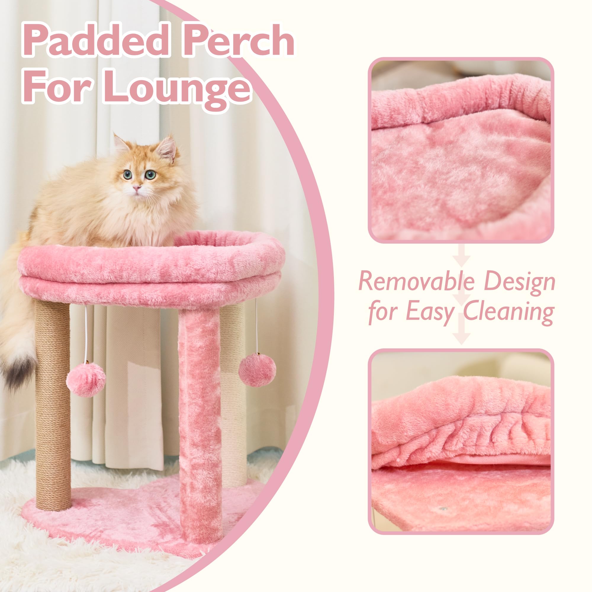 Suudroeen 20-inch pink cat tree suitable for larger cats