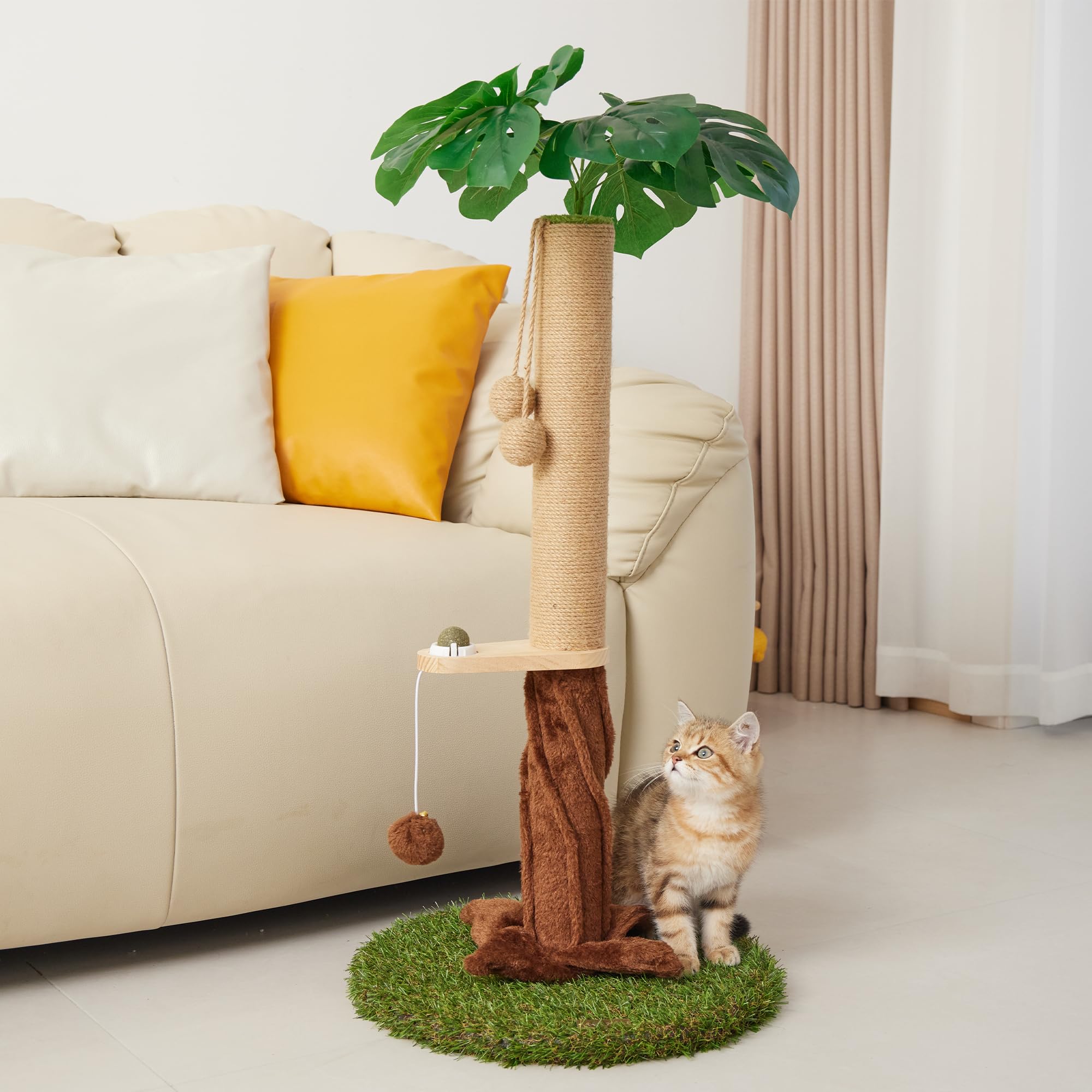 Suudroeen cat scratching post tall sisal rope for active claw sharpening.