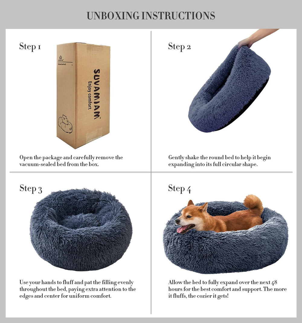 SUVAMJAM Comfort Donut Bed available in three sizes for pets.