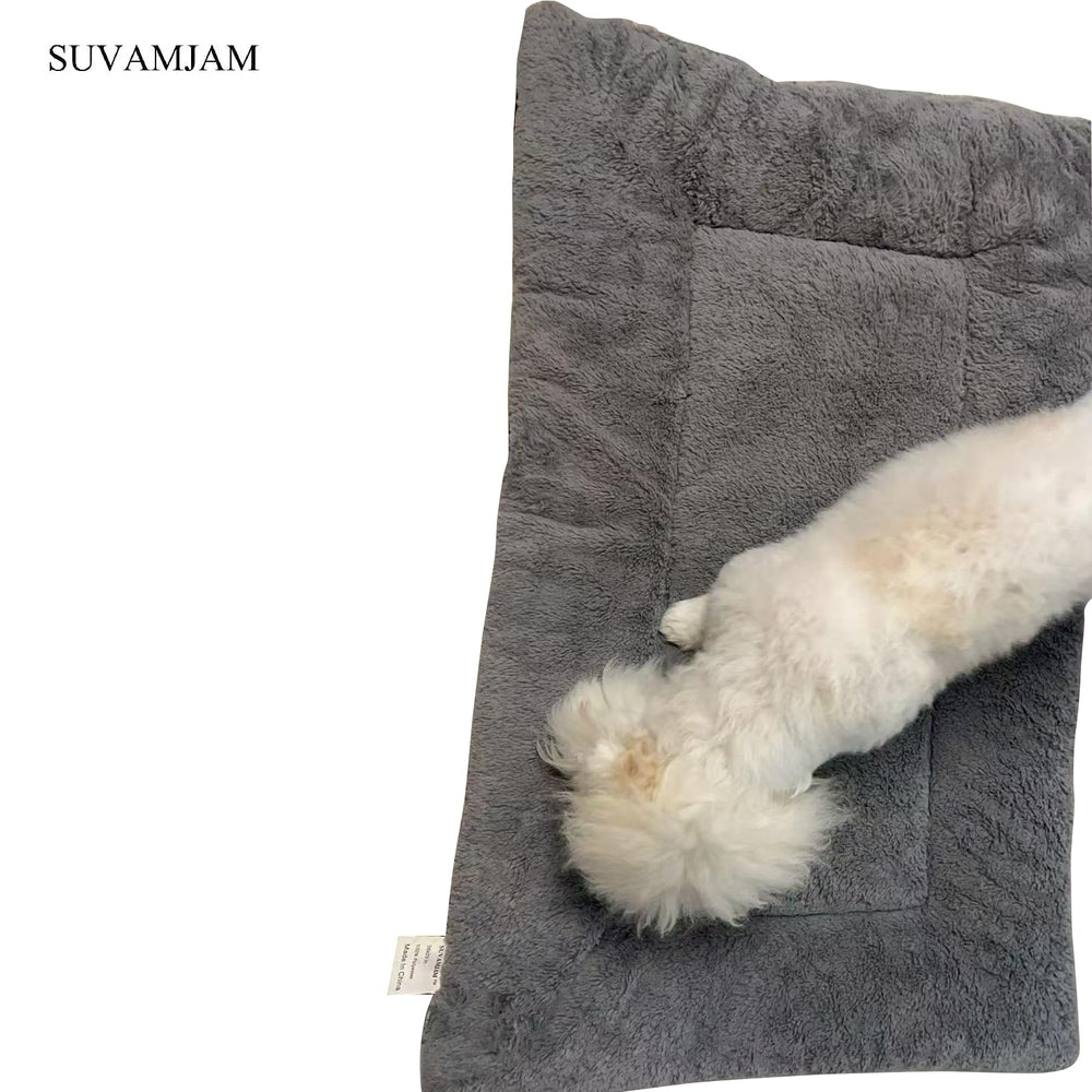 SUVAMJAM washable dog crate bed mat gray all-season design suitable for multi-pet homes.