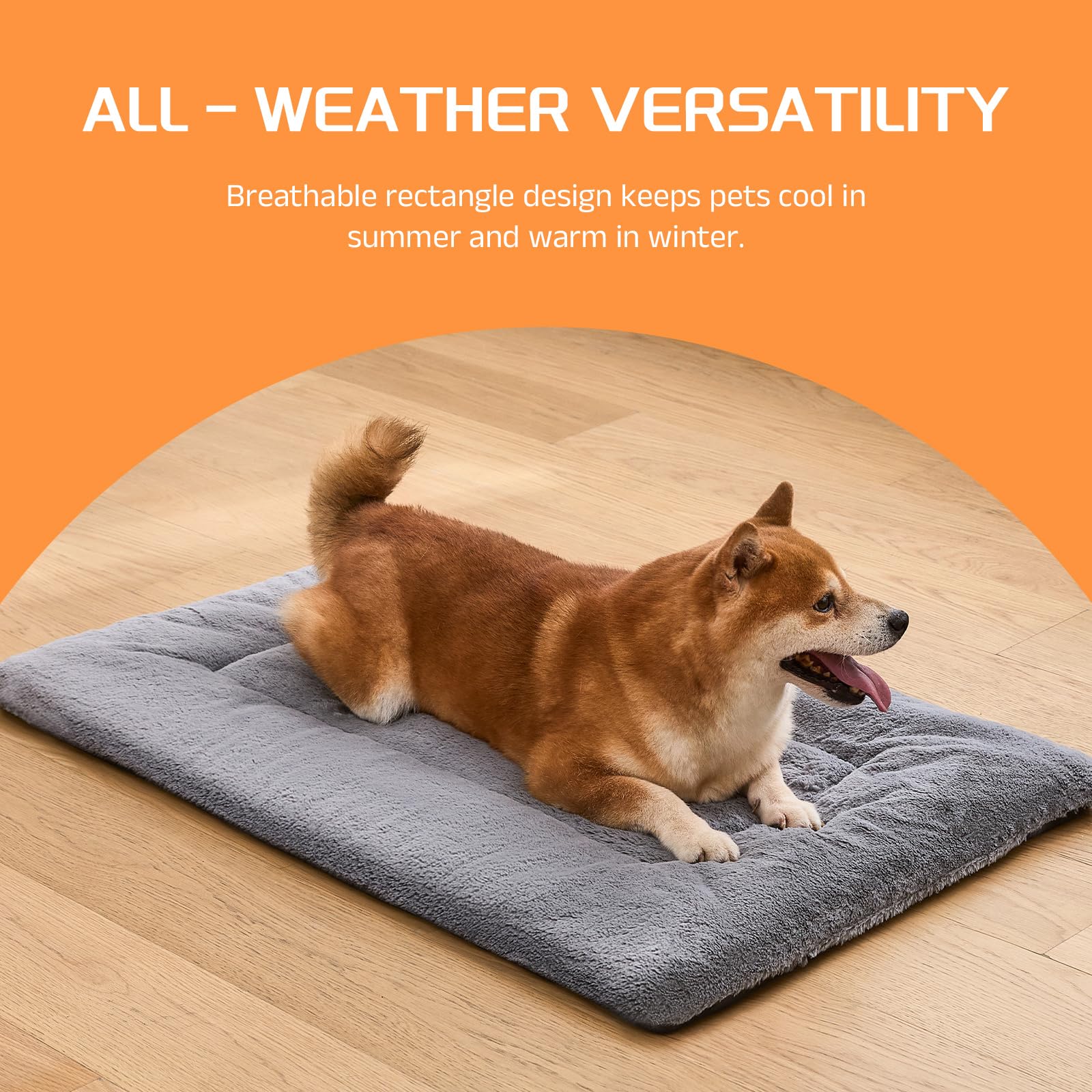 SUVAMJAM washable dog crate bed mat gray in-car use cushions travel and road trips.