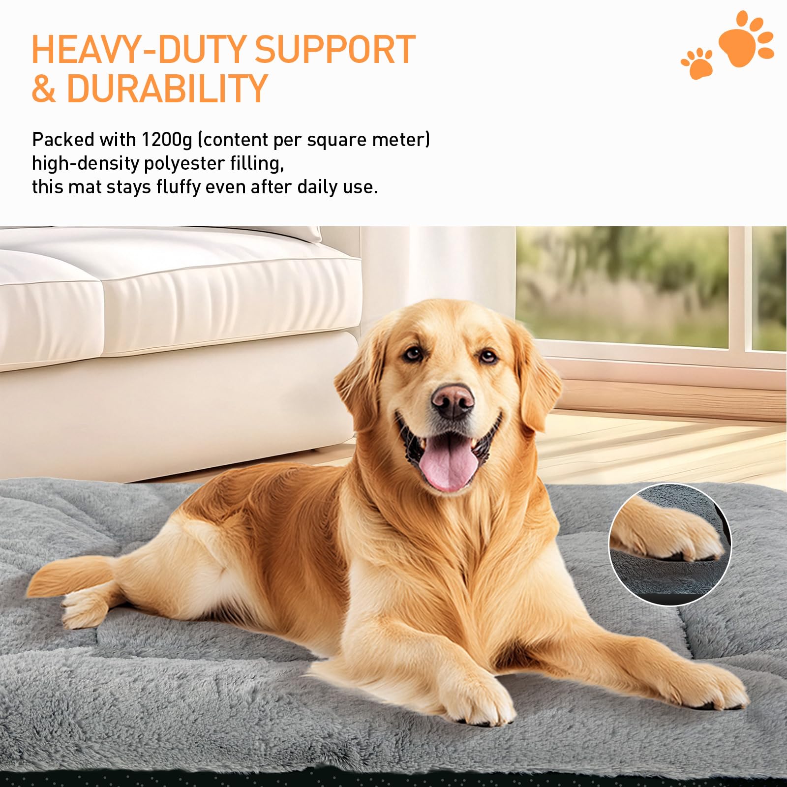 SUVAMJAM dog bed with non-slip backing stays in place on floors
