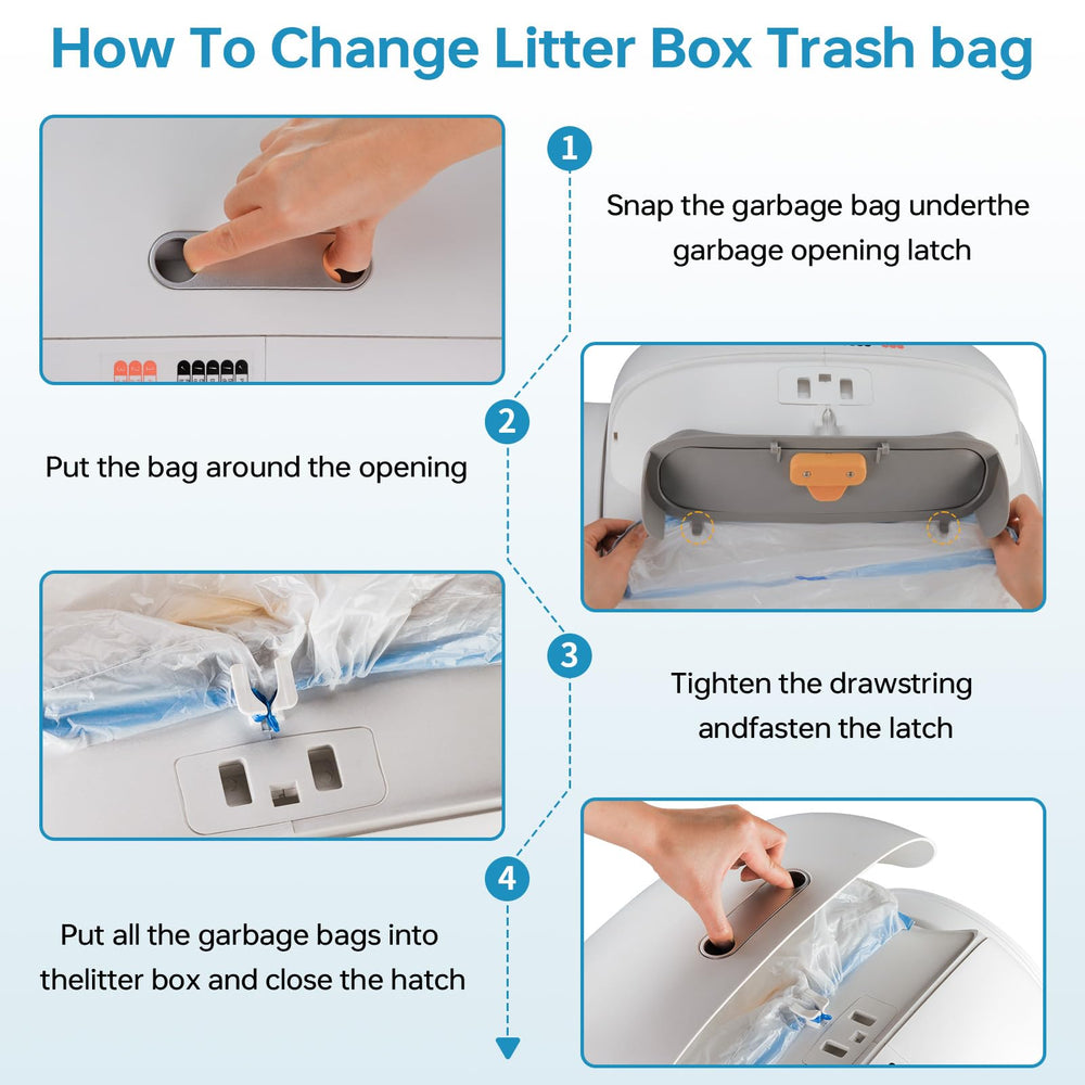 SUW automatic-litter-box liner setup showing simple replacement for a tidy room