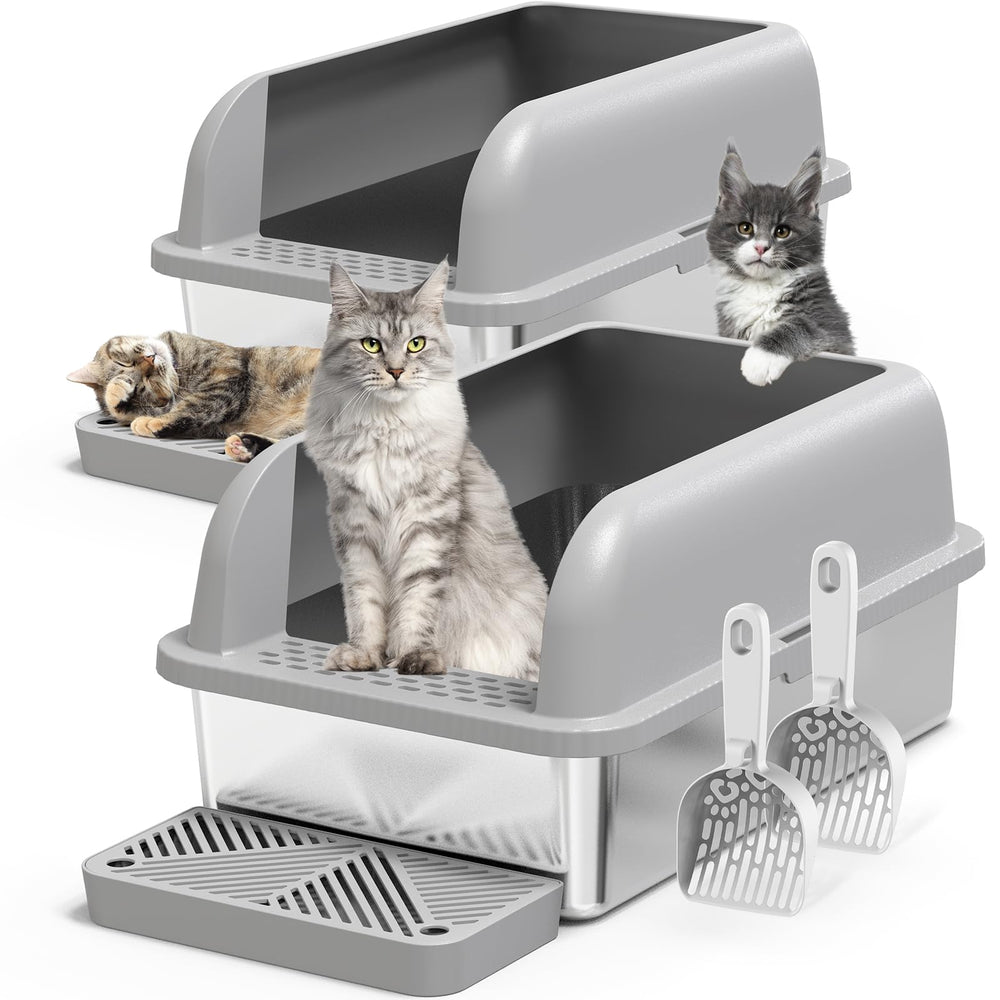 Suzzipaws 2Pack XL litter box top view showing roomy interior for multiple cats and easy cleaning