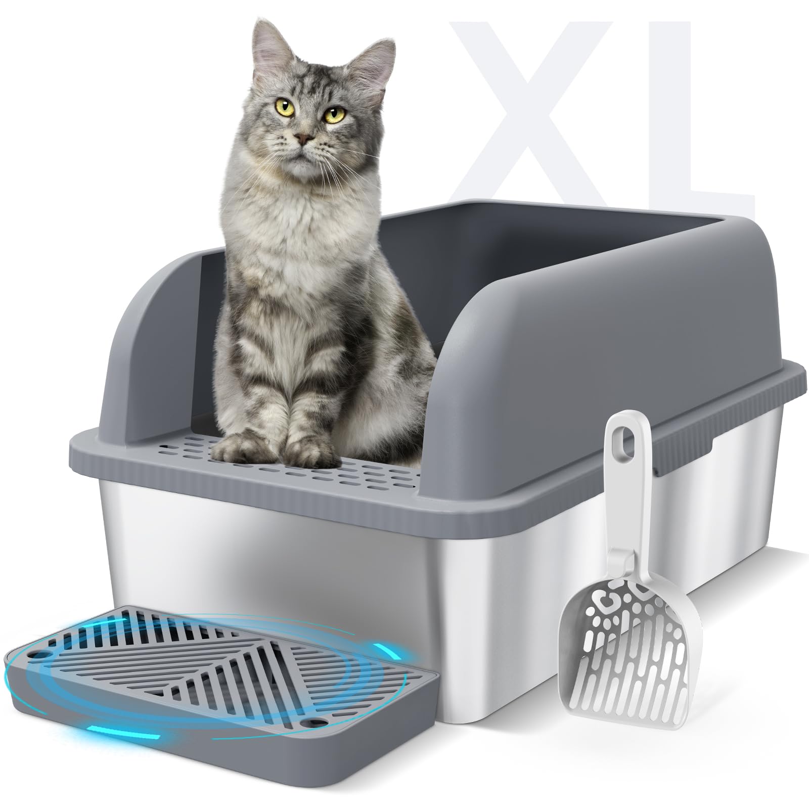 Suzzipaws enclosed stainless-steel litter box with lid delivers secure containment and easy cleanup.